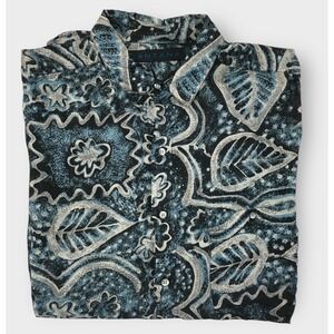 Vintage Santana Men's Silk Shirt‎ Size Large Short Sleeve Geometric Lightweight